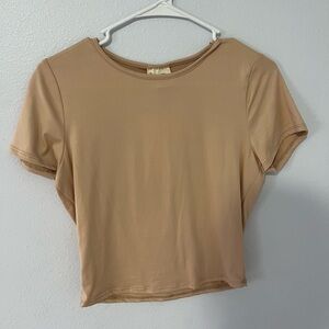 Tan Cropped Shirt - Size Medium